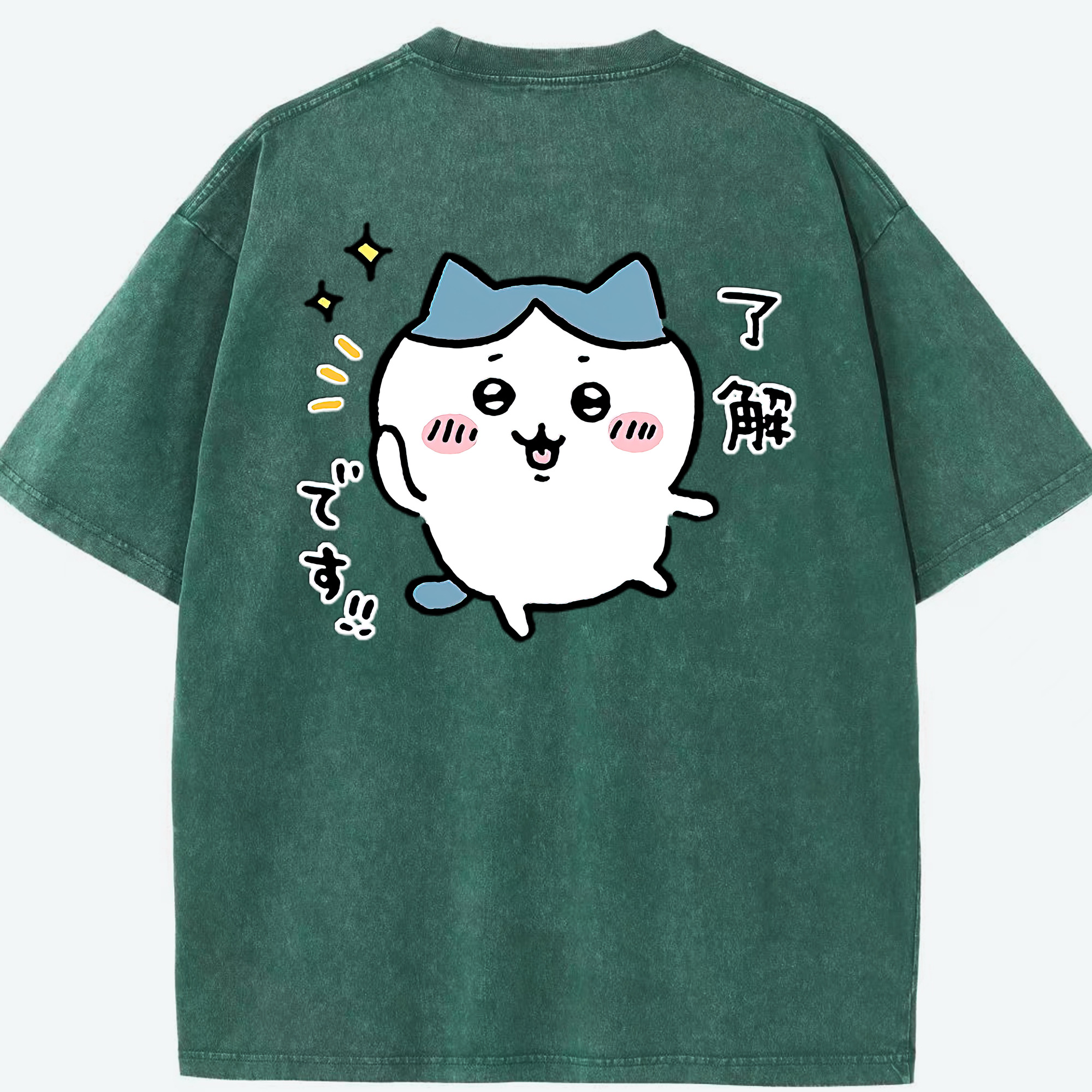 （画像用） ちいかわ ハチワレ Chii-kawa hachiware 綿100% ヴィンテージ風 半袖Tシャツ（背面プリント）